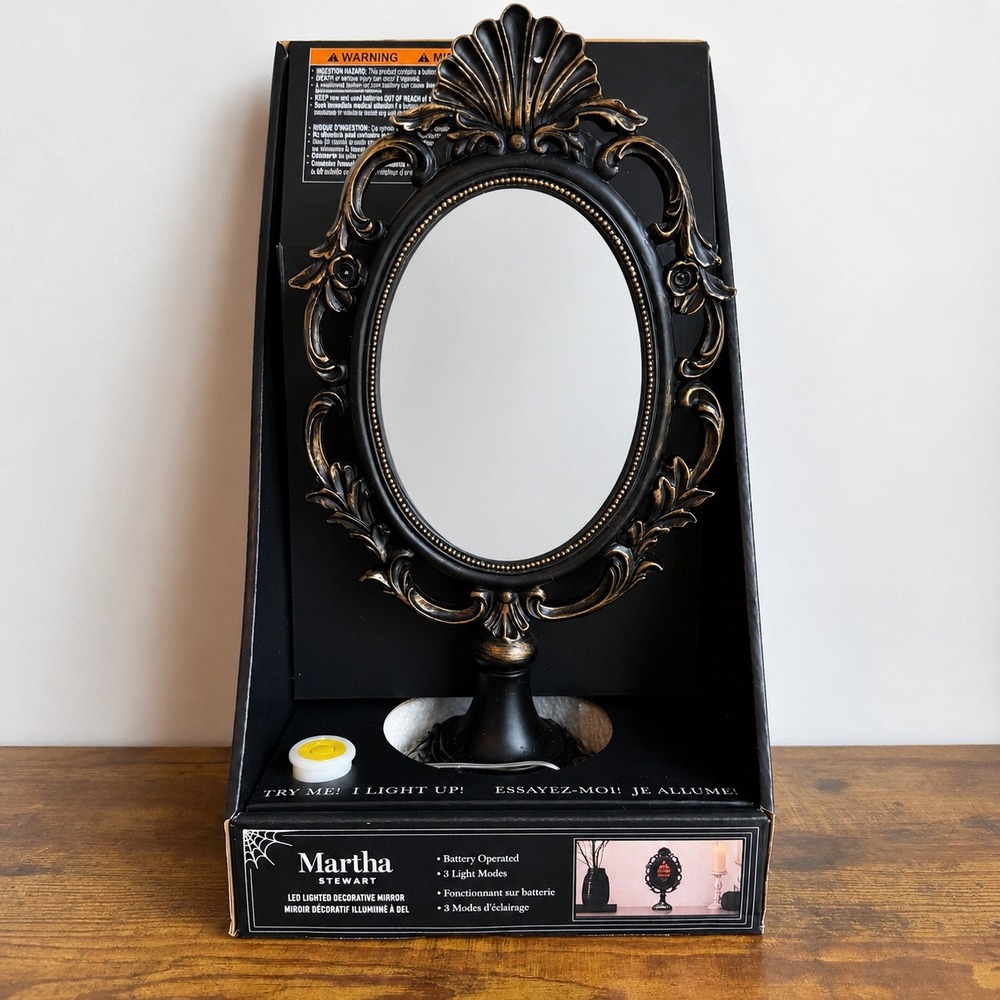 New Martha Stewart 14in Lighted They Are Right Behind You Table Mirror Halloween